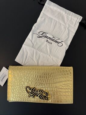 Gold Croc-Embossed Clutch by Garland